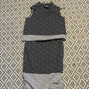 Black and White Two-Piece Skirt Set